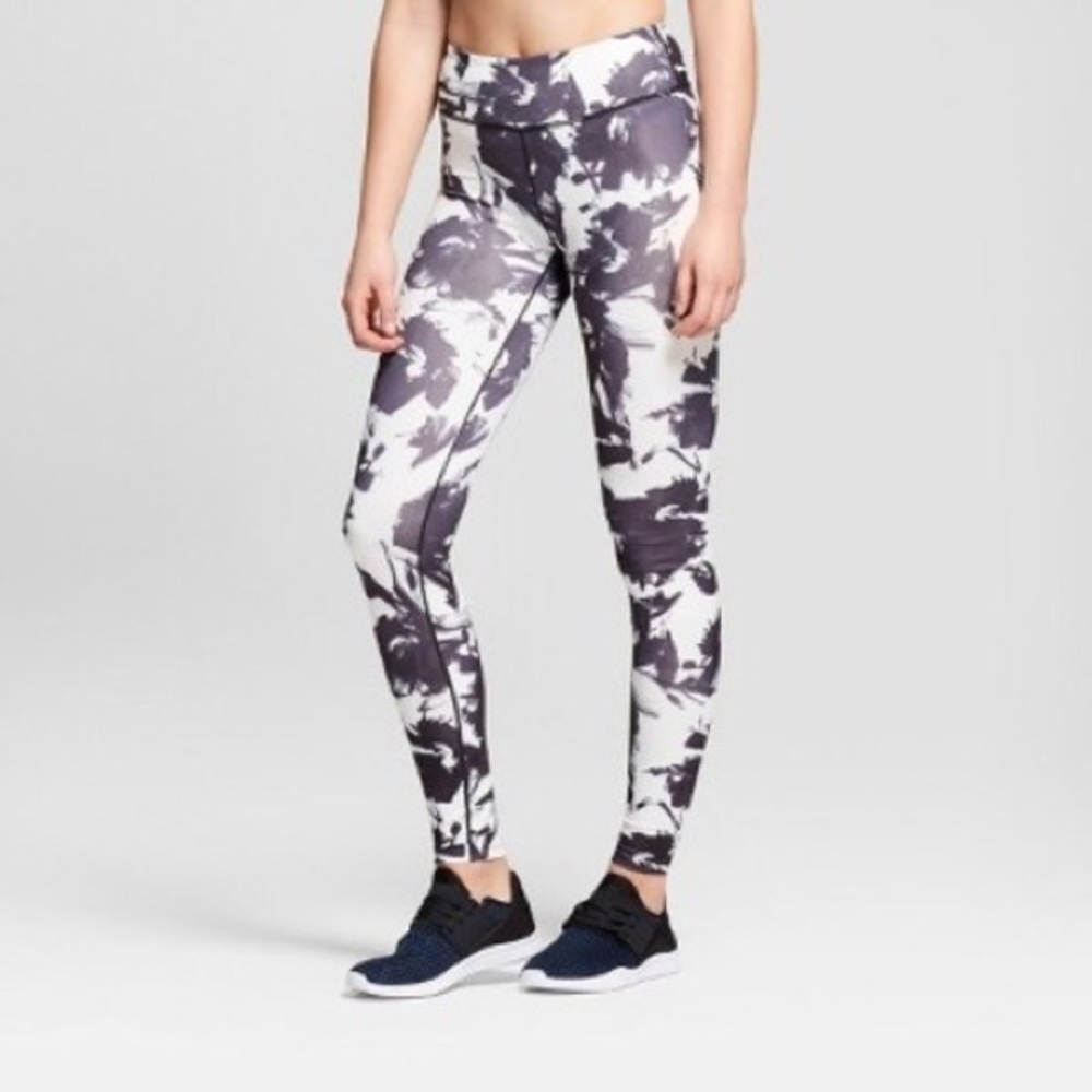 Joy Lab Painterly Floral Print Black White Legging